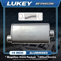 Lukey 8"x4" Oval - 16" Offset/Centre Muffler 2 1/4 Glass Packed - Ultraflo Acms