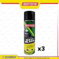 3 x Septone Acrylic Spray Paint Aerosol Matt Black 400 Gram Fast Drying