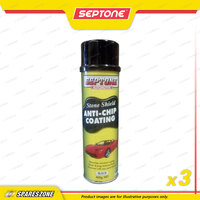 3 x Septone Stoneshield Anti Chip Coating Black Aerosol Spray 400 Gram