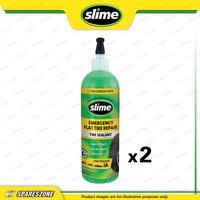 2 x Slime Tyre Sealants Prevent and Repair Flat Tires 473ML Stops Slow Leaks