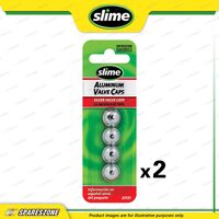 2 x Slime Valve Caps - Anodized Aluminium - Silver Tyre Sensor Safe Pack of 4