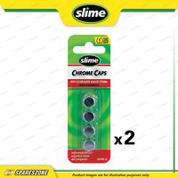 2 x Slime Valve Caps - Plastic - Chrome Finish Hexagon-Style Head Pack of 4