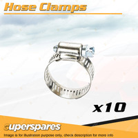 10 x Superspares Hose Clamps 18-32mm Perforated Band Part Stainless