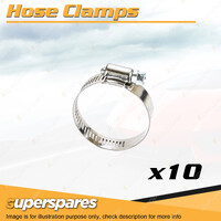 10 x Superspares Hose Clamps 21-38mm Perforated Band Part Stainless