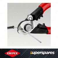 Knipex Wire Rope Cutter - Length 190mm with Two Crimping Dies Burnished Head