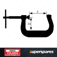 1 Piece of Toledo G-Clamp - Max Throat Opening 100mm 4" Depth 59mm