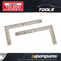 Toledo stainless steel Mini Square Metric & Rule 100 x 50mm width 10mm L squares