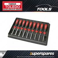 Toledo 9 Pc of Hex 6 Point Nut Driver Set - Metric Size of 4mm - 12mm