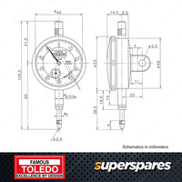 Toledo High Precision Expert Metric Analogue Dial Gauge - 0.01x10mm