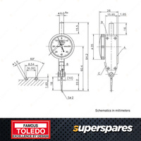 Toledo Metric Analogue Dial Test Indicator - 0.01 x 0.8mm High Precision Expert