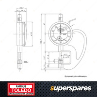 Toledo Thickness Gauge Lever Type - Standard Metric 0.01 x 10mm Depth 20mm