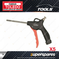 5 x Toledo Trigger Style Air Blow Gun - High Flow Safety Type 100 x 8mm