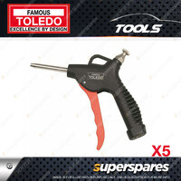 5 x Toledo Trigger Style Air Blow Gun - Adjustable Air Flow 60 x 8mm Nozzle