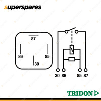 Tridon 4 Pin Mini Relay 12 Volt 30Amp Normally Open Resistor 4 x 6.3mm