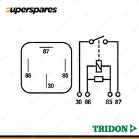 Tridon 4 Pin Mini Relay 12 Volt 50Amp NO Resistor 2 x 6.3mm / 2 x 9.5mm