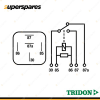 Tridon 5 Pin Mini Relay 12 Volt 40Amp (NO) / 20Amp (NC) Changeover Resistor