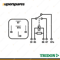 Tridon 5 Pin Mini Relay 12 Volt 30Amp (NO) / 20Amp (NC) Changeover Resistor