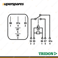 Tridon 5 Pin Micro Relay 12 Volt 20Amp (NO) / 10Amp (NC) Changeover Resistor