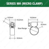 Tridon Perforated Band Micro Hose Clamps 6mm - 16mm Part Stainless Pack of 2