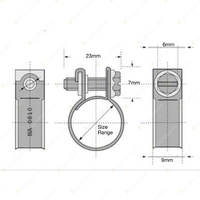 Tridon Nut & Bolt Hose Clamps 7mm - 9mm Carbon Zinc Plated Pack of 10