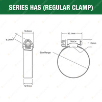 Tridon Perforated Band Regular Hose Clamps 115mm - 165mm All Stainless 100pcs