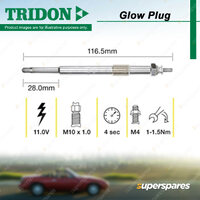 Tridon Glow Plug for BMW 3 Series E46 1.9L 4cyl 87kW M43 B19 (194E1) 1999-2001