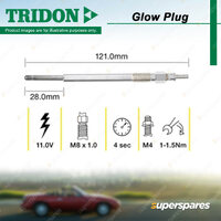 Tridon Glow Plug for Peugeot 207 SW WK 307 3A/C 3E 3H Partner 1.6L 4cyl 03-15