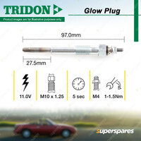 Tridon Glow Plug for Toyota LandCruiser BJ70RV BJ73RV HDJ80 HJ61 HJ75RP HJ75RV