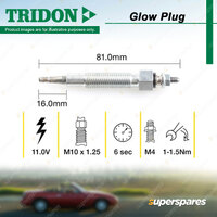 Tridon Glow Plug for Nissan Terrano R20 WD21 2.7L 4cyl TD27Ti TD27T 1989-2000