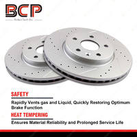 Slotted & Dimpled Pair Front Disc Brake Rotors for Hyundai Sonata All Models