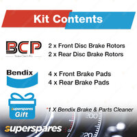 Front + Rear BCP Disc Rotors Bendix HD Brake Pads for Mitsubishi Grandis BA 2.4L