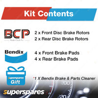 Front + Rear BCP Slotted Brake Rotors Bendix Brake Pads for Honda Accord CC 2WS