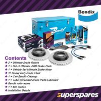 Bendix ULT 4WD Front Brake Upgrade Kit for Toyota Land Cruiser FZJ105 with ABS