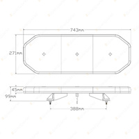 LED Autolamps Amber Emergency Light Bar Clear Lens 72 LED Flashing Warning Lamp
