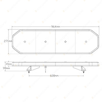 LED Autolamps Amber Emergency Light Bar Clear Lens 90 LED Flashing Warning Lamp