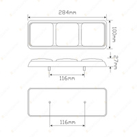 LED Autolamps Stop Tail Indicator Reverse Light 2 x LR12 DT Plug 284mm