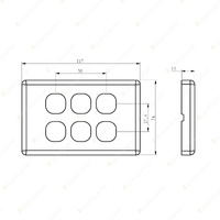 Projecta 6 Gang Blank Switch Plate - White Switch Grid and Cover Plate