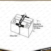 Charge Adjustable Clamp J Bolts & Wingnuts Set - Suits 14-18cm Car Batteries