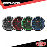 SAAS Turbo Boost Gauge 30 In-Hg 20 psi 52mm Black Face Muscle Series