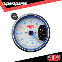 SAAS Tachometer 0-8K with Shiftlite 95mm 3-3/4" White Face Muscle Series