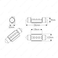 LED Autolamps 36mm White Festoon Light 180lm Effective CANBUS Compatible Blister