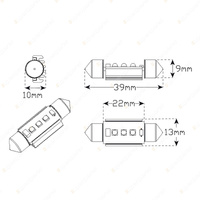 LED Autolamps 39mm White Festoon Light 180lm Effective CANBUS Compatible Blister