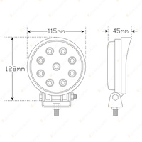 LED Autolamps High Powered Round Flood Light 9 LED Work Lamp 9-32V Blister