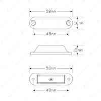 LED Autolamps Amber Side Marker Light 12 Volt 3 LED Lamp Twin Blister