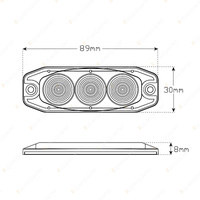 LED Autolamps White Reverse Light 12-24 Volt 3 LED Lamp Twin Blister