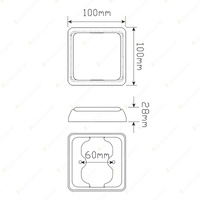 LED Autolamps White Reverse Light with 25 LED Lamp 80x80mm with Bracket Blister