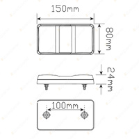 LED Autolamps Stop Tail Indicator Reflector Light 12-24V 14 LED Lamp Blister