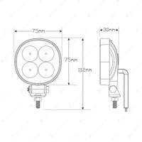 LED Autolamps Round Flood Reverse Light White 4 LED Lamp Bracket Single Blister