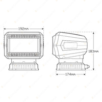 LED Autolamps Remote Controlled LED Search Light 225m Spot Beam 10-30V