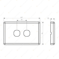 Projecta 2 Gang Blank Switch Plate - White Switch Grid and Cover Plate